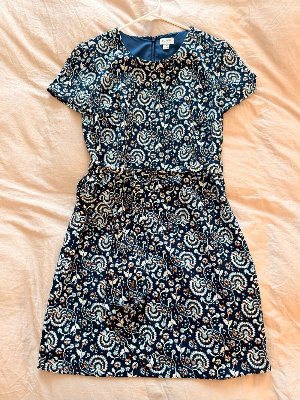 J. Crew Navy Paisley Floral Short Sleeve Dress